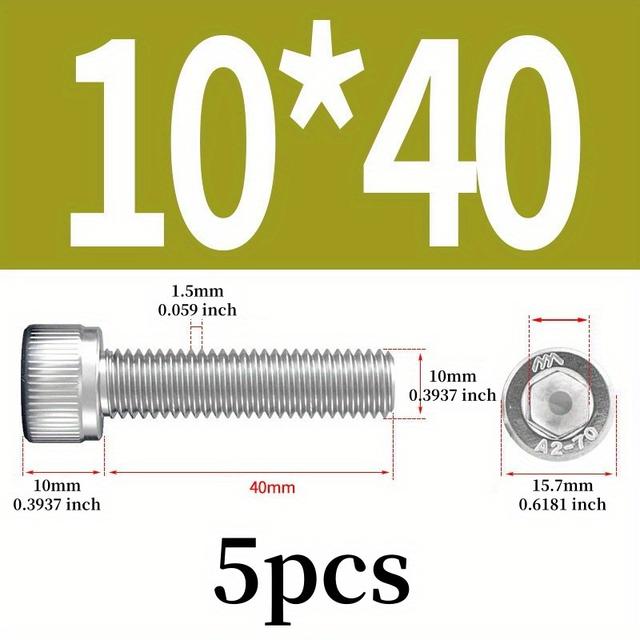 TEMU M10-1.5P Innensechskantschraube mit zylindrischem Kopf aus 304 Edelstahl, erhältlich in Längen von 100 mm, entsprechend DIN912-Spezifikationen