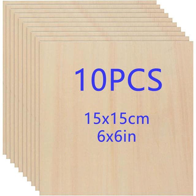 TEMU 10pcs, 15x15cm/ 6x6 Inch Square Wooden Pieces, Diy Wood Boards, Handicrafts And Decorations, Door Sign Labels, Home Decor, Gifts For , Laser Cut, Wood Burning, Architectural Models, Staining