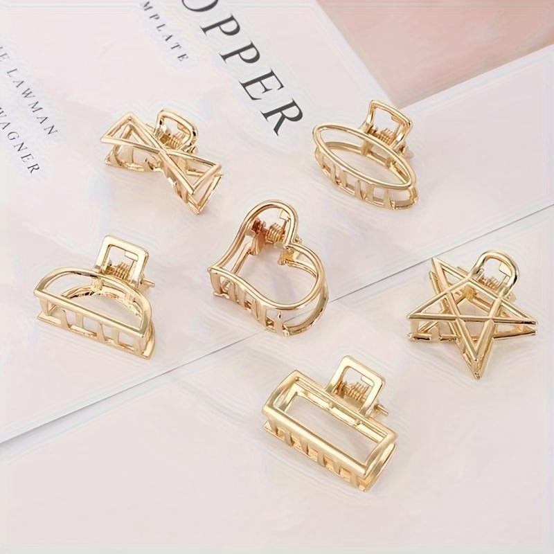 TEMU Elegant 6pcs -shaped Barrettes Suit-women's Fashion Alloy Metal Hairpin, Suitable For Long Hair Styling And Autumn And Winter Updo