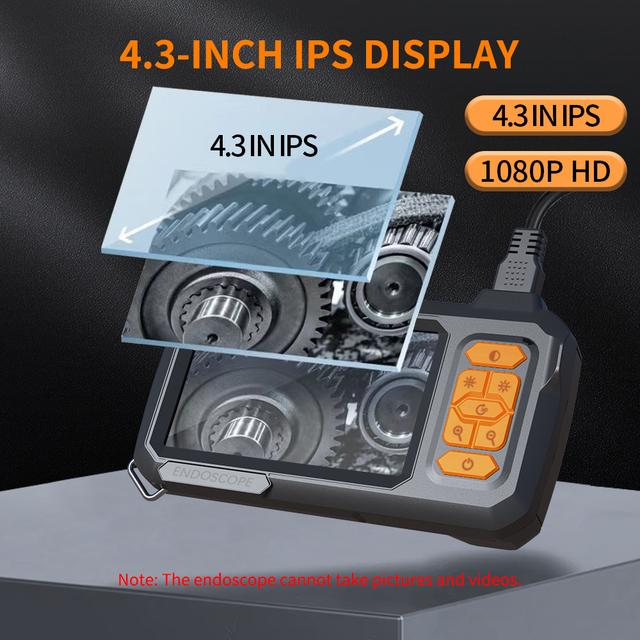 TEMU High Quality Camera With Semi-rigid Cable, Industrial Endoscope Inspection Camera With 8 Adjustable Led Lights, 4.3 Inch Endoscope With 2600mah Rechargeable Battery
