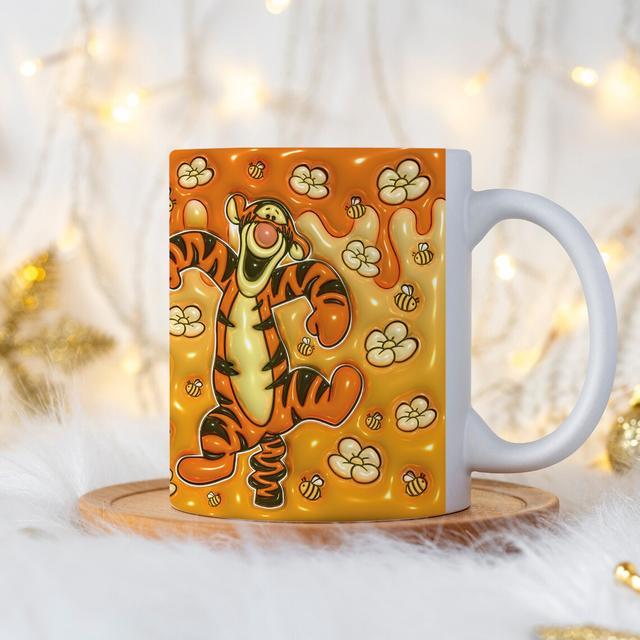 TEMU An 11oz Ceramic Mug Featuring A Fun Tigger Design, This Portable Coffee Cup Is Perfect As A Gift For .