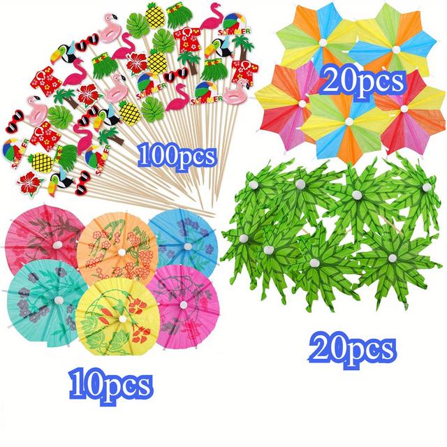 TEMU 150pcs , Umbrellas For Drinks, Drink Parasols, Mini Paper Umbrella Toothpicks Sticks For , Tropical Bamboo Toothpicks Fruit Picks Summer Colorful Luau Party Decorations