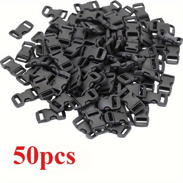 TEMU 50pcs, Plastic Quick Release Buckles For Diy Paracord Bracelets And Small Dog Collar Straps - 3/8 Inch Bent Clips