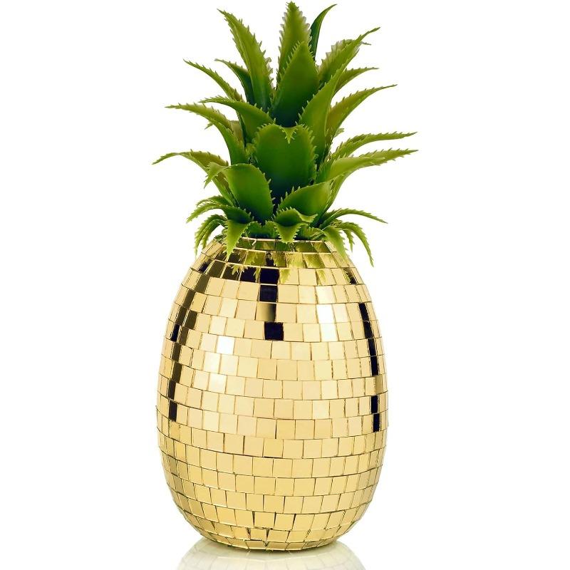 TEMU Disco Ball - 4x9'' Disco Pineapple Mirror Reflective Ball Disco Decor Disco Ball Table Bar Wedding Decoration Party Design (9'', Golden)