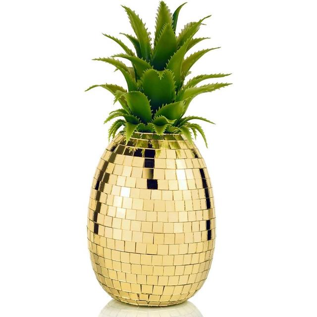 TEMU Disco Ball - 4x9'' Disco Pineapple Mirror Reflective Ball Disco Decor Disco Ball Table Bar Wedding Decoration Party Design (9'', Golden)