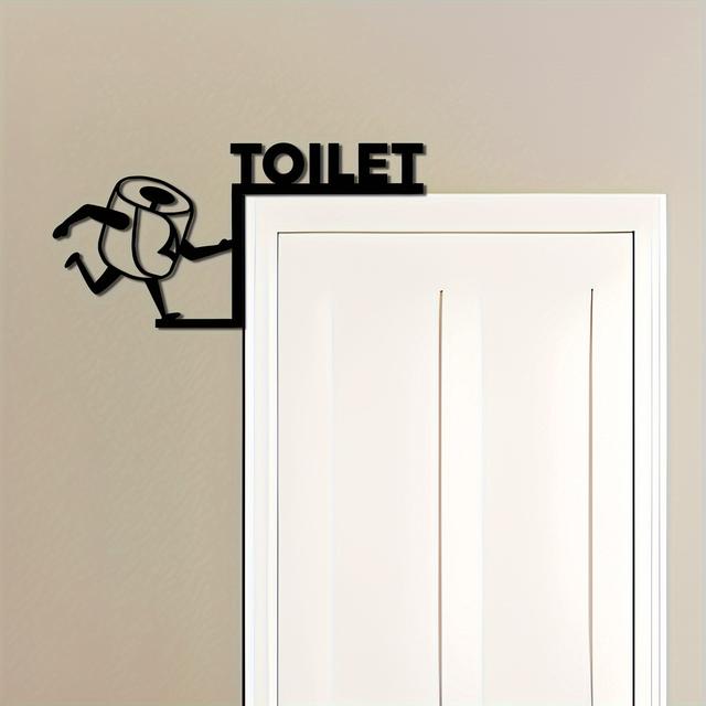 TEMU [2D ] バスルームのコーナー用のシングルピースメタル、で楽しいトイレペーパードアトップの装飾、なトイレドアの吊り下げ、ドア用のトイレペーパーの装飾、レーション、バスルームの装飾、トイレの装飾