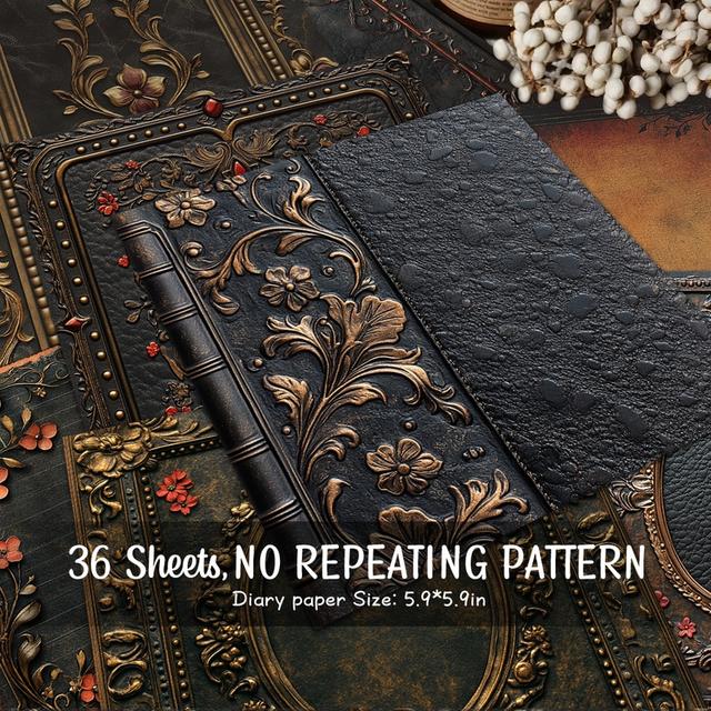 TEMU A Collection Of 36 Sheets Featuring Vintage Floral Designs On Canvas Texture, Perfect For A Range Of Uses Including Junk Journaling, Crafts, And As Decorative Backgrounds