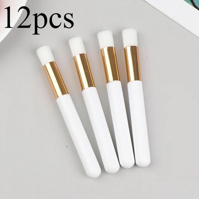 TEMU 12pcs Precision Craft Blending Brushes, 0.4" Diameter, White With Golden - Dense Nylon Bristles For Smooth Ink Mixing & Painting, Handles