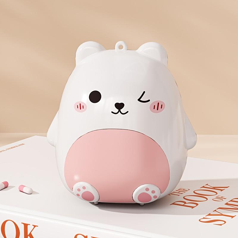 TEMU Portable Bear Medicine Box Pill Organizer With Sealed Compartments! Large Capacity Storage For Daily Medications. Perfect For Home Use And Travel Organization.