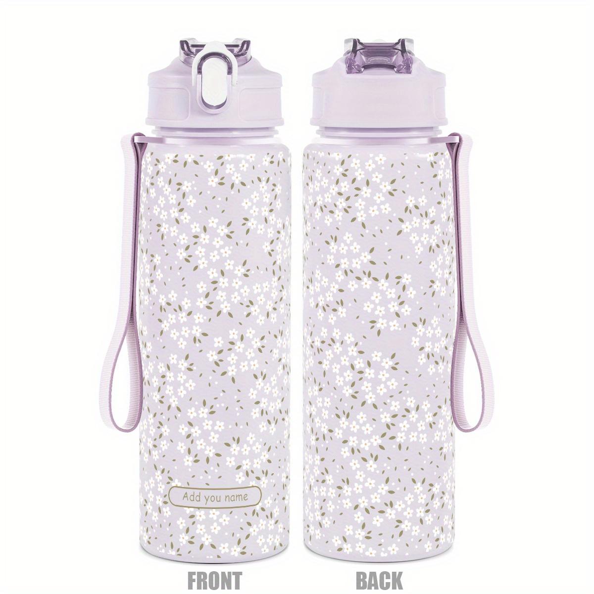 TEMU 1 unidade Garrafa de Água 25oz com Personalizado Estampa de Folhas de e , Design à de Vazamentos e Tampa com , Ideal para Academia, Escritório, Caminhadas, Acampamento, Esportes e Uso Diário,