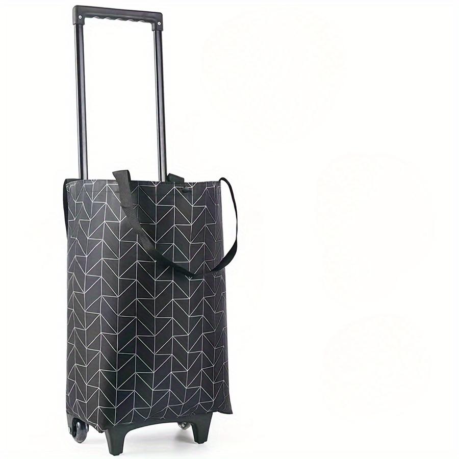 TEMU Supermarket Shopping Large Capacity Foldable Outdoor Trolley Bag, Oxford Fabric - Suitable For All