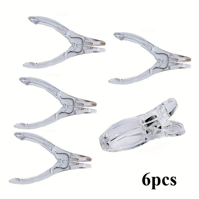 TEMU Set Of 6 Sturdy Transparent Plastic Clips Designed To Hold Clothes , Ideal For Towels And Other Household Drying Needs, Clothes Pins