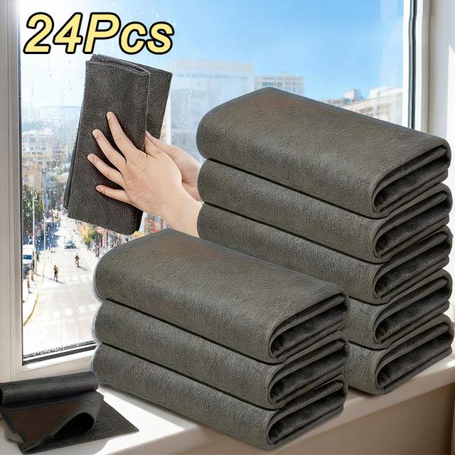TEMU 24pcs Cleaning Cloths - Thickened Residue-free Kitchen Microfiber Towels, Suitable For Windows, Mirrors, Car Cleaning, And Wiping In Kitchen And Bathroom, Practical Design