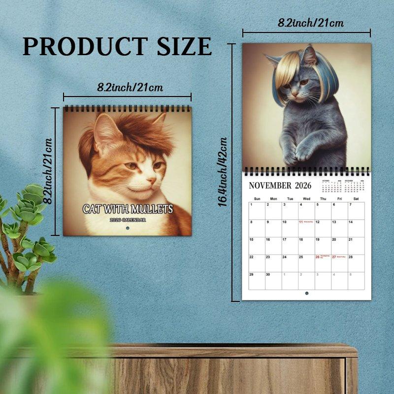 TEMU 2026 With Mullet Style Wall Calendar Planner, 12-month Large Format, Monthly Images & Closure, Perfect For Home, Office, Daily Planning, Great Christmas & New Year Present