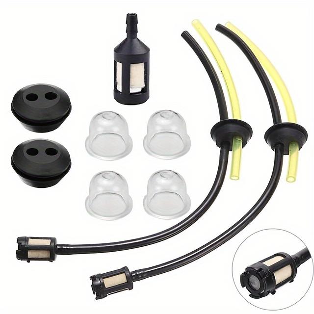 TEMU 9pcs Gas Tank Hose Cutter Fuel Filter For Trimmer, Flexible Fuel Line Replacement Kit With 2 Carburetor Bottom Paint Pumps