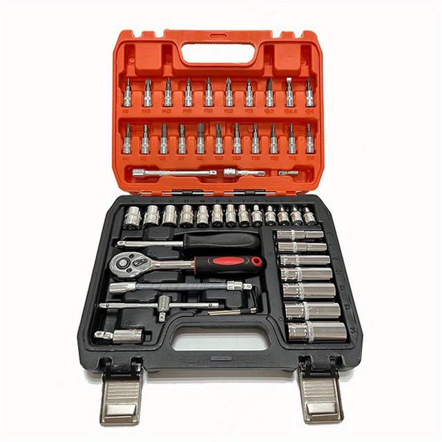 TEMU 53pcs Flexible Socket Set With A 1/4" Ratchet Wrench For Car Repair Tools, Complete With A Case, Brand New.