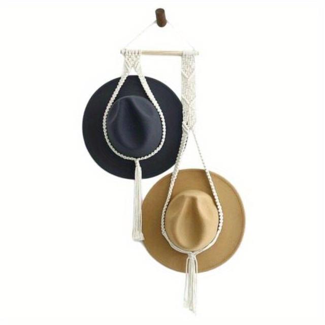 TEMU 1pc Woven Boho Tassel Hanging Hat Rack, Storage Organizer For Entryway, Hallway, Living Room, Home, Dorm, Wall Decor, Room Decor
