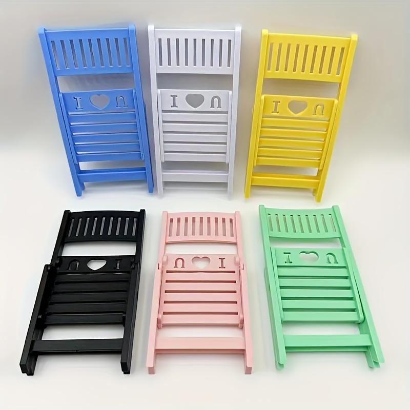 TEMU 3pcs Cute Cartoon Design Plastic Phone Holders, Creative Lazy Stand Chair, Smartphone Desktop Accessories In Random Colors, Smartphone