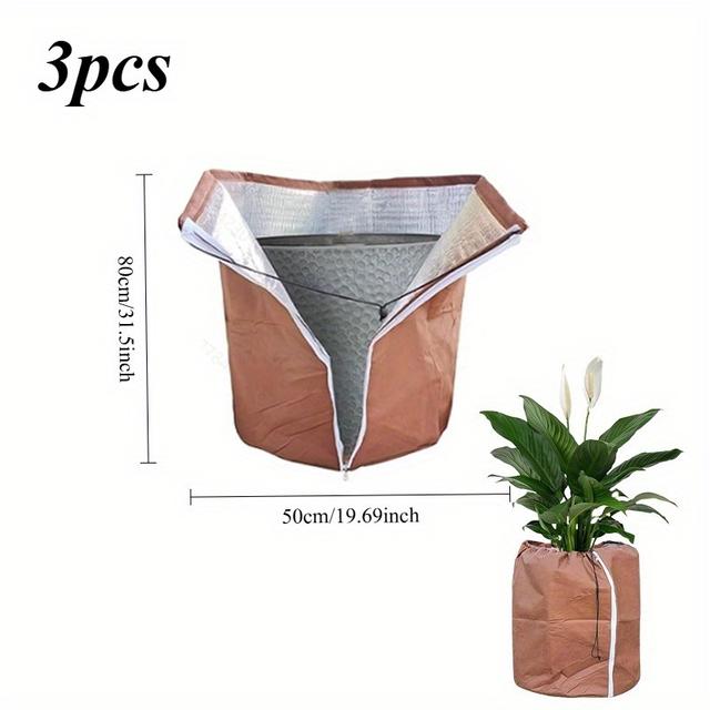 TEMU 3 Stück Winter-Blumentopf-Schutzbeutel – Topfschützer für Outdoor-Pflanzen, Blumen und Sträucher gegen Kälte + 2 Palmenwurzelschoner zur Wärmeisolierung bei kaltem Wetter
