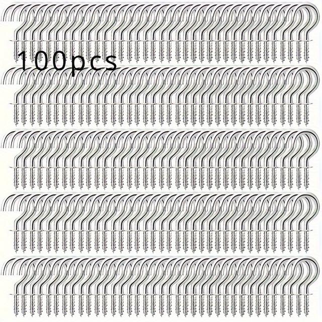 TEMU 100 szt. Wytrzymałe Hakówki ze Stali Nierdzewnej - Łatwy Montaż, Wielofunkcyjne Wieszaki na Rośliny z Przestrzenią do Przechowywania dla Kuchni, Łazienki, Sypialni, Doniczek itp