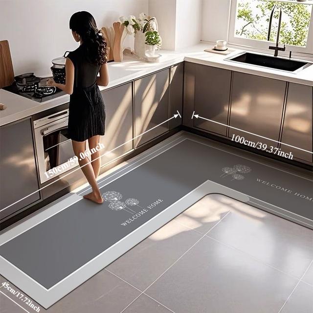 TEMU Popular Tapete de Cocina de Secado Rápido, Sin , Tapete Limpiable de L, Felpudo, Tapete Absorbente de