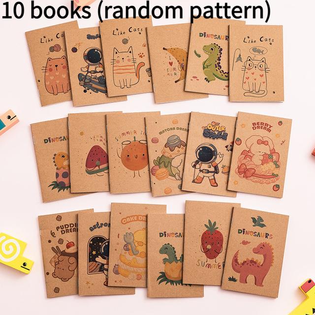 TEMU 10pcs Whimsical Mini Notebooks With Vibrant Cartoon Covers - Portable Pocket Diaries For School, Office, & Gifts - Assorted Cute Designs, Cute Notebook