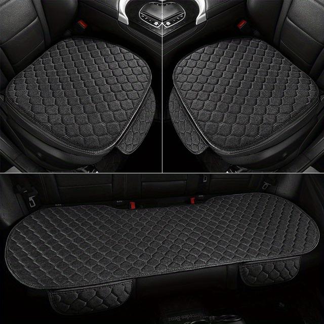 TEMU Nuevos Cojines para Coche, Filas Delantera y Trasera, Juego de a Cuadros Pequeños, Diseño Exquisito, de Lino, Cómodos y Cálidos, Fácil Instalación, Adecuados para Todas y Varios Modelos de Coche.