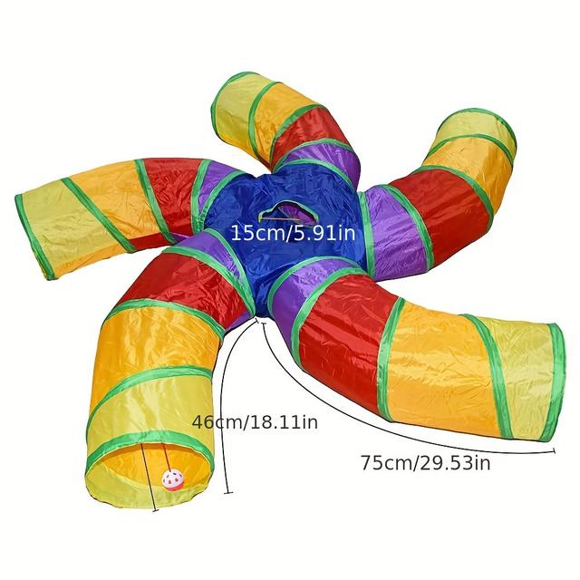 TEMU Foldable Cat Tunnel Toy For - Durable Polyester, , With Funnel And Peek Hole, Cats' Engagement