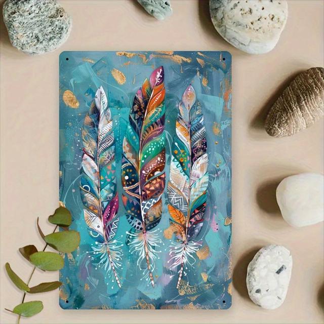 TEMU ตกแต่งห้องศิลปะวินเทจหางนก, แผ่นโลหะพิมพ์ 2 มิติ, ขนาด 8x12 นิ้ว, โครงเหล็ก, กันน้ำ, ทนทานต่อสภาพอากาศ, พร้อมแผ่นตกแต่งในร่ม/นอกบ้านสำหรับห้องนั่งเล่น, สำนักงาน, สวน, ระเบียง