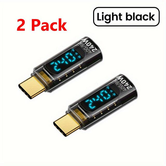 TEMU 2 Pack Transparent Led Display Max 240w .0 40gbps Type C To C Otg Adapter 8k@60hz Fast Charging Cable For Iphone 15 14 For