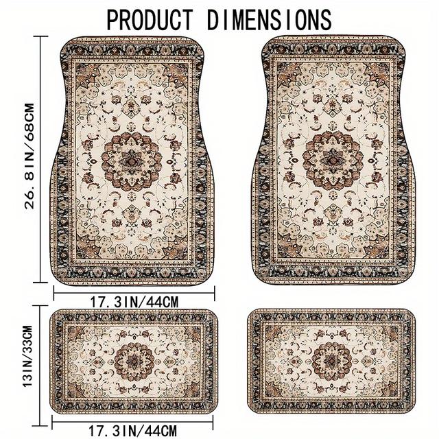 TEMU مجموعة من 4 أوراق مطرقة فاخرة عالمية - نمط "Xinglong" | قماش بوليستر | ماصة، غير قابلة للانزلاق، قابلة للغسل | حماية داخلية سيارة، فان، سيارة رياضية فاخرة | تناسب جميع والهدايا