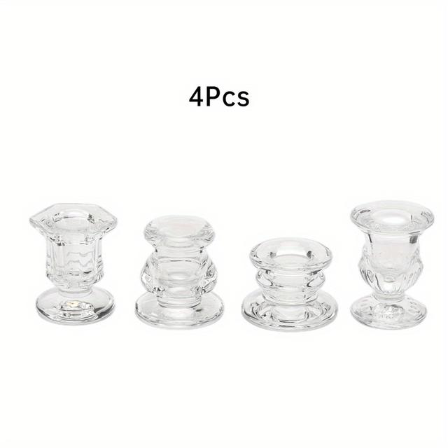 TEMU 유리 재질의 원뿔 모양 캔들 홀더 4개 세트. 소규모 사업장의 장식을 향상시키는 데 이상적이며, 식탁 및 커피 테이블에도 적합합니다. (표준 원뿔 캔들 포함)
