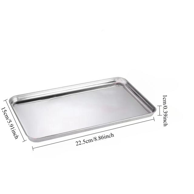 TEMU Lot de 3 plateaux rectangulaires en acier inoxydable pour , les aliments, barbecue, rôtir le poisson, à la vapeur et