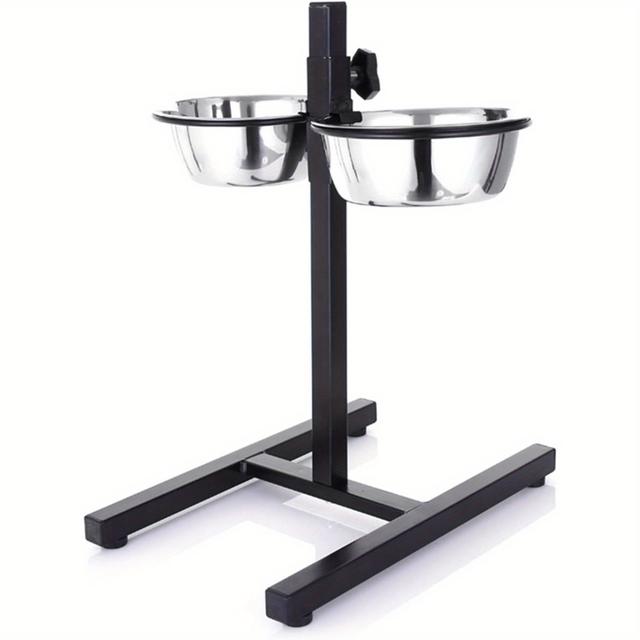 TEMU 1pc Elevated Stainless Steel Pet Feeder Bowl For Dogs Cats Height Design Dual Bowls For Food And Water And Stylish Base For Stability