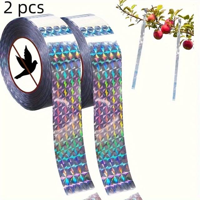 TEMU 2pcs, (each 1968.50inch), With Double-sided Reflective Ribbon, Suitable For And Vegetable Gardens, Bird Deterrent Ribbon, Suitable For Outdoor Spaces, Safe And Easy-to-use Bird Deterrent Solution