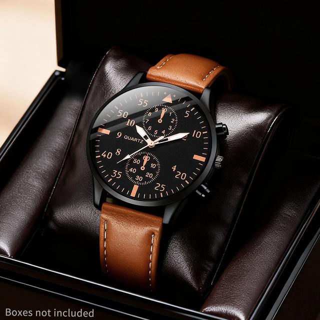 TEMU 1pc Men's Fashion Quartz Watch With Durable Pu Strap, Alloy Case, Quartz Movement, Casual , Perfect Gift For Dad On Father's Day, Valentine's Day, Ramadan, Birthday, Easter, Or Back-to-