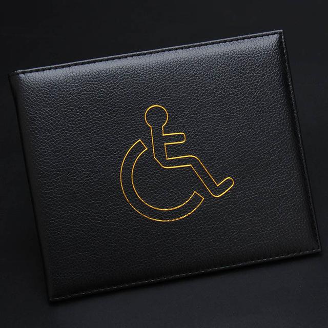 TEMU 1pc Uk Eu Leather Disabled Parking Permit Wallet, Hologram Badge Holder Display Cover For Disabled Parking