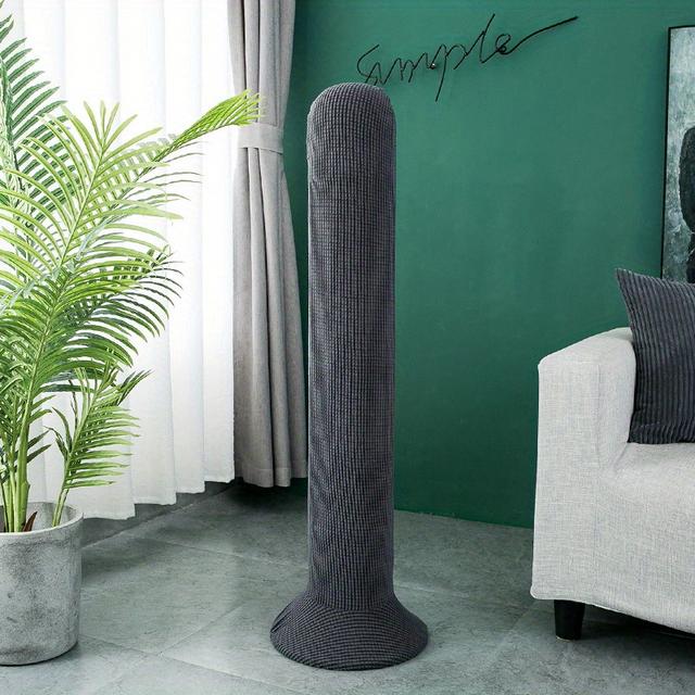 TEMU 1pc Durable Elastic Dust Cover For Floor Standing Fans - Machine Washable, Full Wrap Dustproof Protector For Round Tabletop Fans, Light Gray/dark Green/black Textured Design