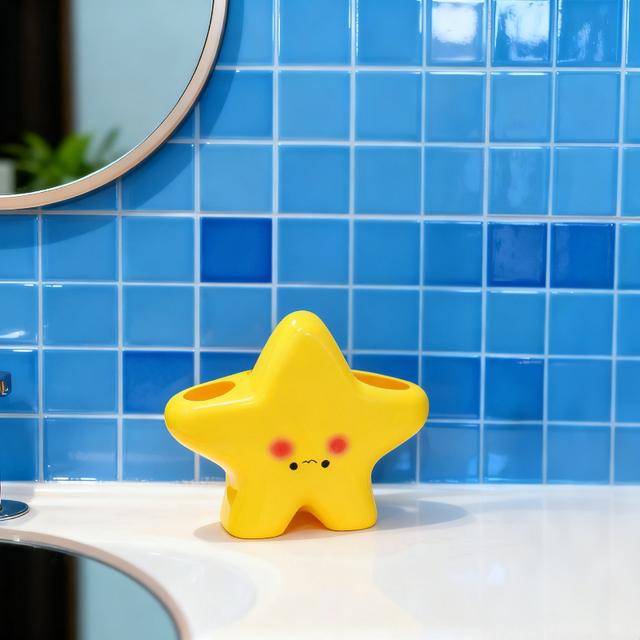TEMU Cute -shaped Plastic Toothbrush Holder | Sturdy Plastic Freestanding Bathroom Organizer, Space-saving Design For Toothbrushes And Toothpaste, Adorable Features