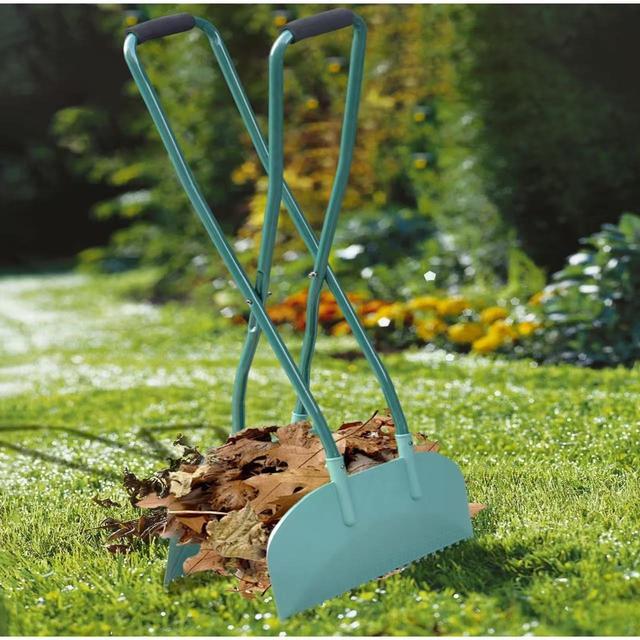 TEMU 1pc Long-handled Garden Rake For Yard And Lawn Cleaning, Leaf Grabber With Upper Scoop Design, Suitable For Grass And Yard Organization, Durable Metal Structure, Ergonomic, Enhances Work
