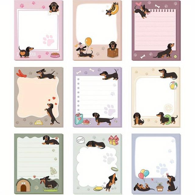 TEMU 9 Pads 450 Pages Dachshund Sticky Notes 3.15 X 3.94 Inches Cute Self Sticky Note Pads Colored Adhesive Notepad For Memo Reminder Journal Studying Office Home Dachshund Gifts For Women
