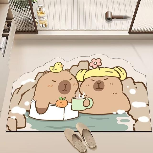 TEMU พรมห้องน้ำ COD ลายคาปิบาร่า ขนาด 40x60 ซม. ซึมซับดี คุณภาพสูง แห้งเร็ว ดีไซน์น่ารัก