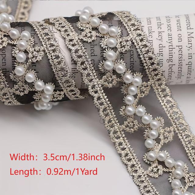 TEMU 1 metro de largo y 3.5 cm de ancho, esta guarnición de encaje de vidrio es perfecta para lazos, adornos para el cabello, adornos para ropa y decoraciones de encaje para faldas