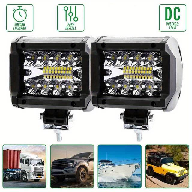 TEMU 2pcs 60w 1600lm Lights - Flood Light Bar For Off-road, Trucks, Boats, Suvs, Atvs, Utvs - Black, 4x4 Vehicles Compatible, Battery Not Included, Adventure Driving Lights | Design | Led Technology