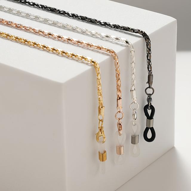 TEMU Набір з 4 металевих ланцюжків для окулярів з ажурним вушком, протиковзні, протипадіння, захисний шнурок, ланцюжок для маски, 4 кольори в одному наборі