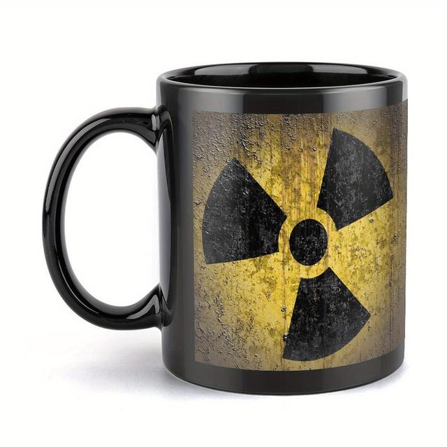 TEMU 1pc 11oz Ceramic Coffee Mug With Radioactive Symbol Print - Perfect For Office, Home Use & Outdoor Display Cup