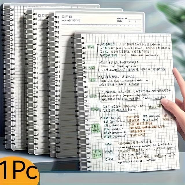 TEMU 1pc A5 Grid Notebook - 160 80 Sheet Spiral Bound With Premium Thick Paper For Office, Notes & Planning | Tool For Meeting Agendas, Sketching & Drafting, Professional & Academic Use