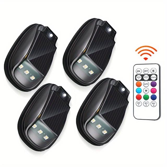 TEMU 2 Stück/4 Stück Infrarot-Fernbedienung, solarbetriebene LED-Dekolampe, RGB-Mehrfarben-Atmosphärenlampe. Geeignet für SUVs als Weihnachtsgeschenk