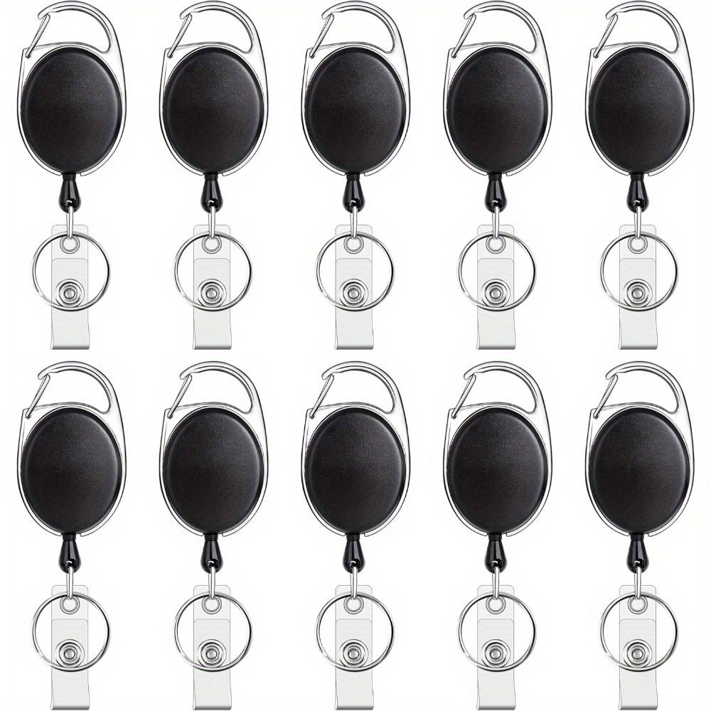 TEMU 2d 5/10/20 Pack Retractable Reel With Clip, Carabiner, And Key Ring – Coil Nylon Rope Badge Reel Keychain, Suitable For School, Nurses, And Office
