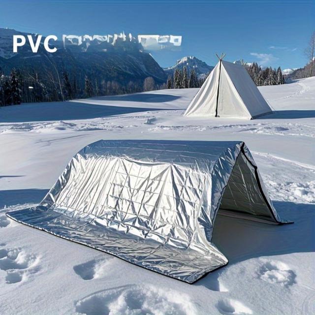 TEMU Set Of 2 Extra-large Emergency Blankets, Made Of Thick, Heat-insulating Lightweight Foil, Suitable For Camping, Hiking, Traveling, And Home Use